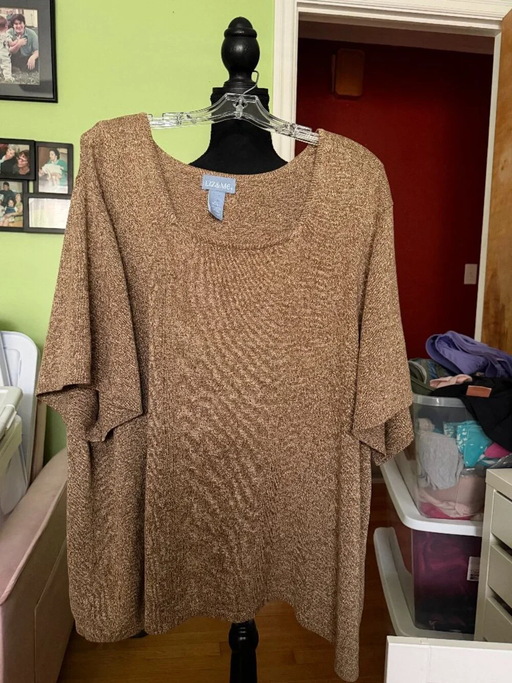 Liz & Me 4X (30/32) Brownish Short Sleeve Sweater Top